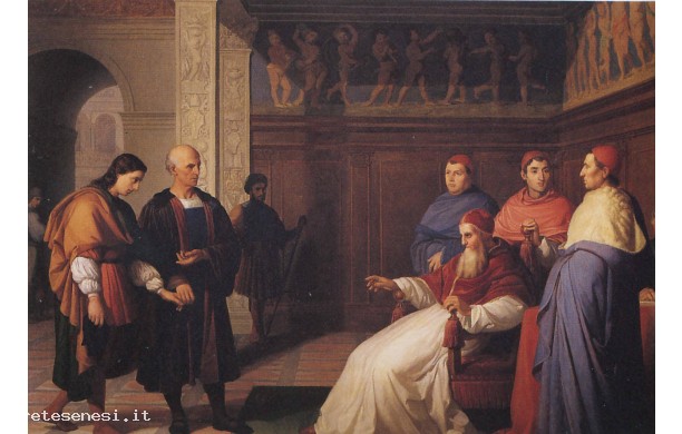 Bramante presenta Raffaello al Papa Giulio II