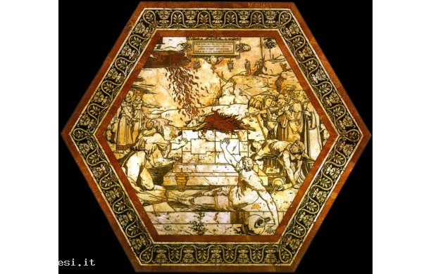 028 Tarsia pavimentale dell'Esagono centrale - Sacrificio di Elia