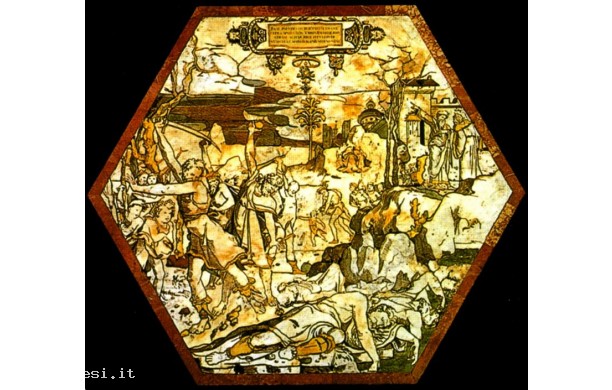 029 Tarsia pavimentale dell'Esagono centrale - Uccisione dei profeti di Baal