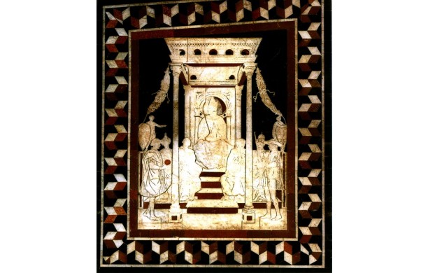 016 Tarsia pav. del Transetto destro - Imperatore Sigismondo coi suoi ministri