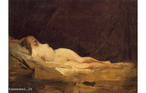 Nudo di donna su fondo scuro