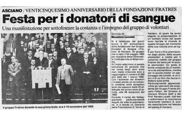 1990, 25 Maggio - Articolo sul 25 dei Donatori di Sangue