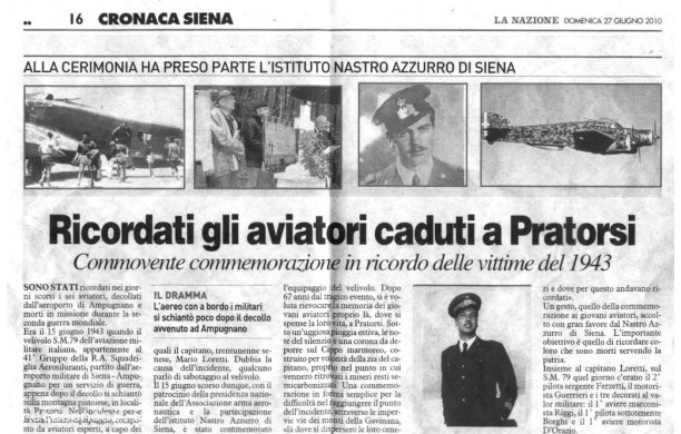 2010, 27 Giugno - Ricordo dell'aviatore Mario Loretti
