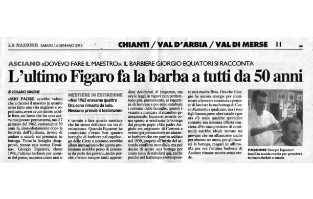 2012, Sabato 14 Gennaio - LA NAZIONE onora i 50 anni di lavoro di Giorgio